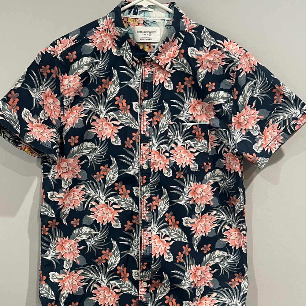 Paper Denim & Cloth Navy and Pink Floral Shirt